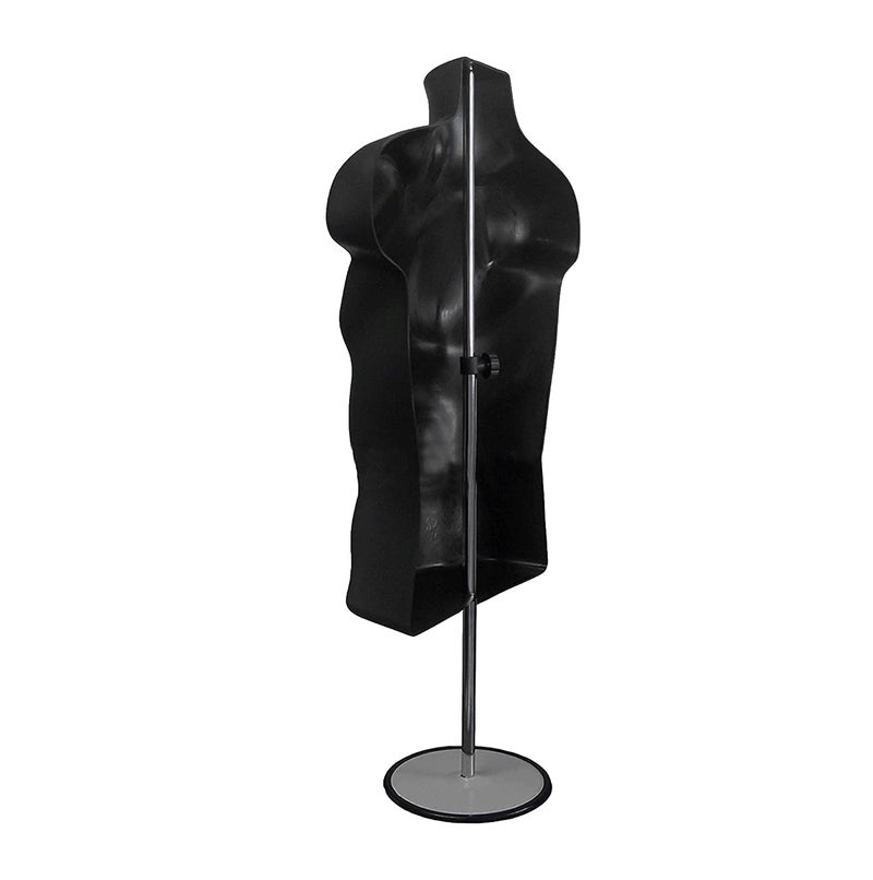 DisplayTown Male Mannequin Torso with Metal Stand Hollow Back Body Stackable Dress Form for Tshirt Display, Countertop, Craft Shows, Photos and Design, S-M Clothing Size (Black, Set of 2) - Image 3